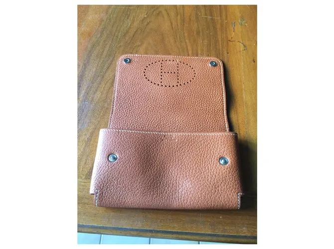 Hermès Estuche para tarjetas o gafas Caramelo 