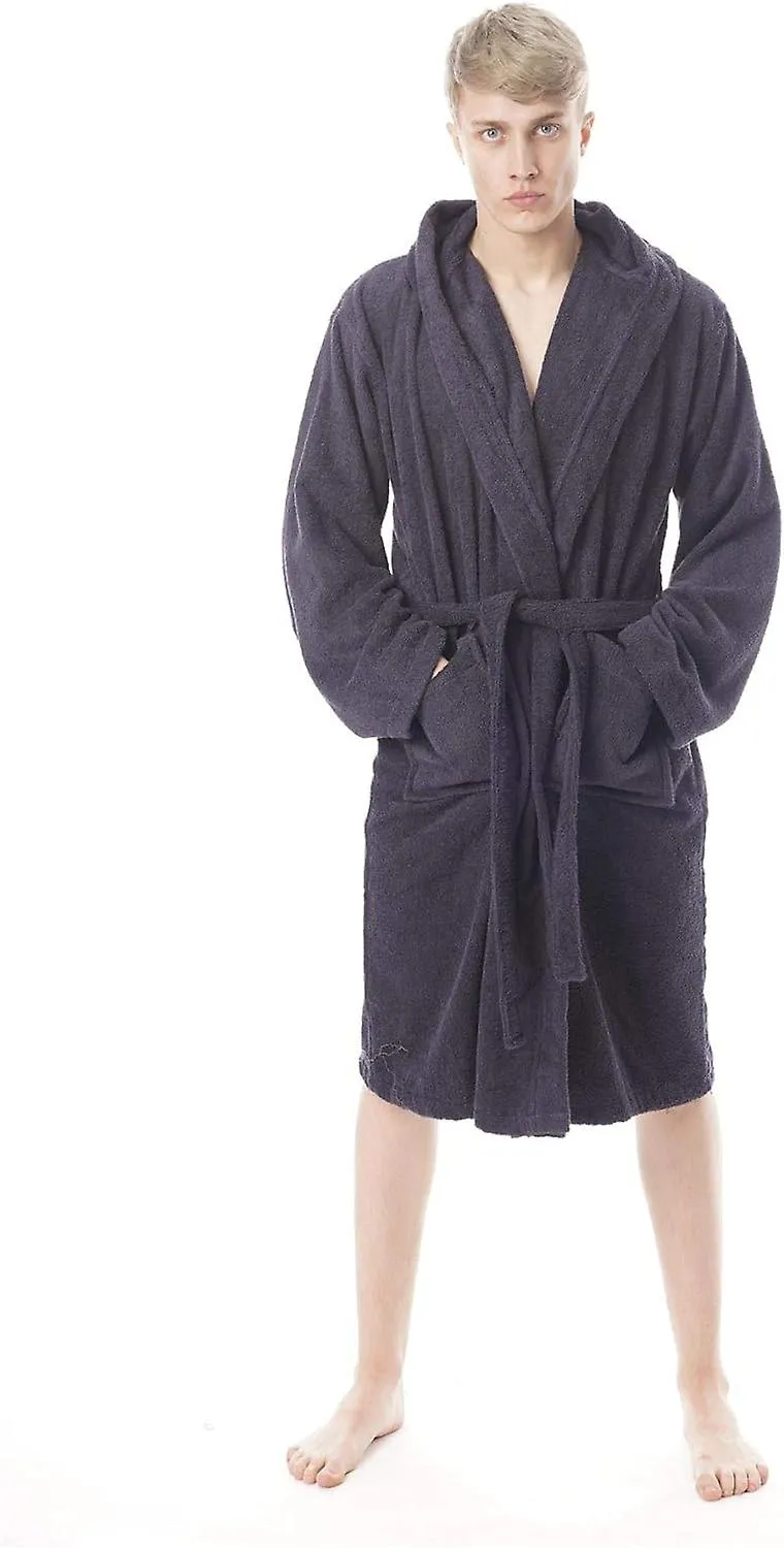 HOODED TOWELLING DRESSING GOWN  100% COTTON TERRY TOWEL ROBE