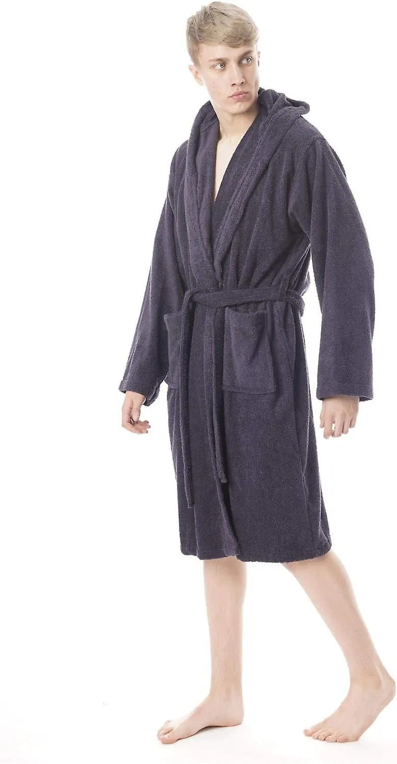 HOODED TOWELLING DRESSING GOWN  100% COTTON TERRY TOWEL ROBE
