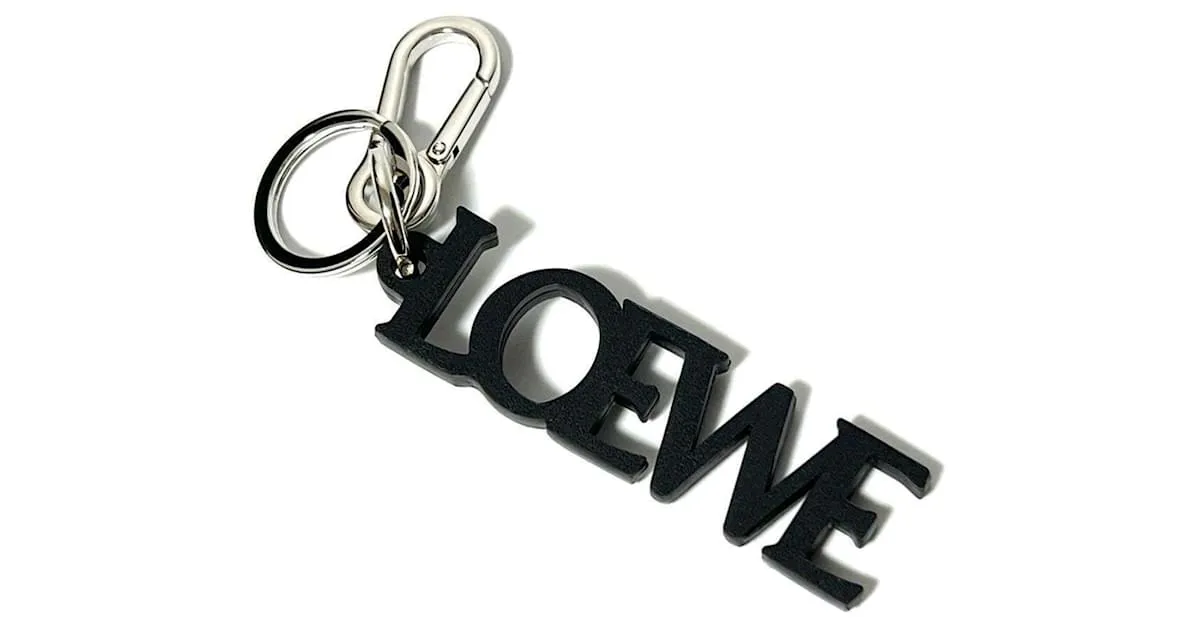 Llavero de cuero negro y metal Loewe 