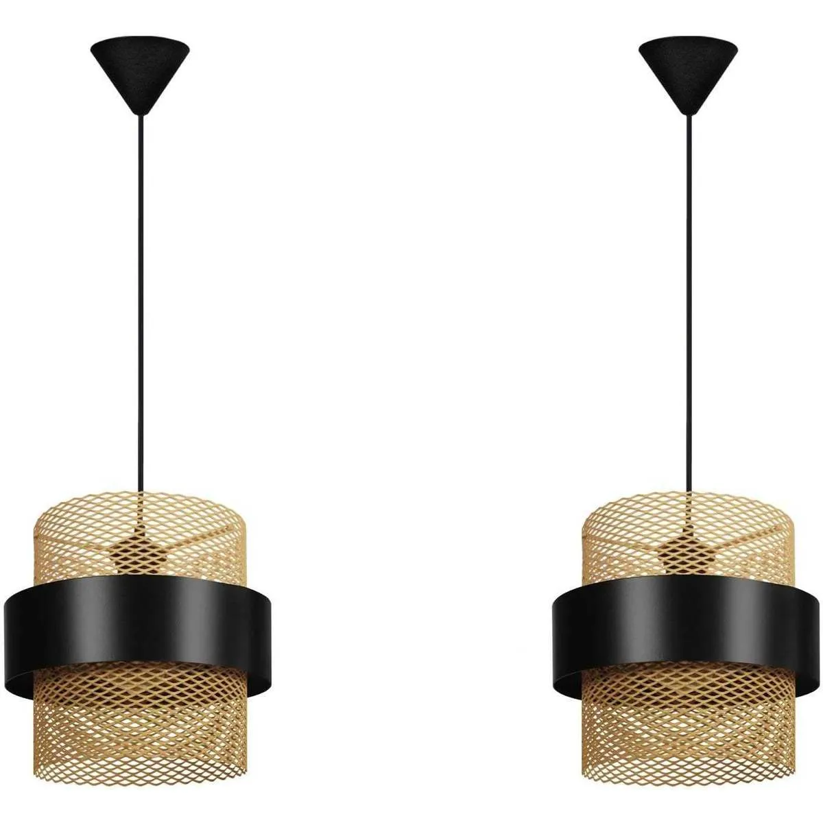 Lámpara colgante redondo metal negro y oro