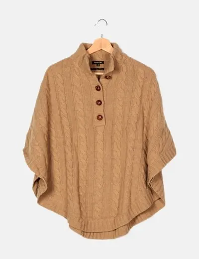 Massimo Dutti Poncho punto marrón