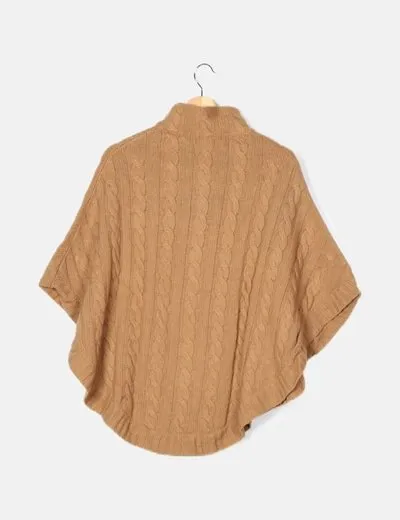 Massimo Dutti Poncho punto marrón