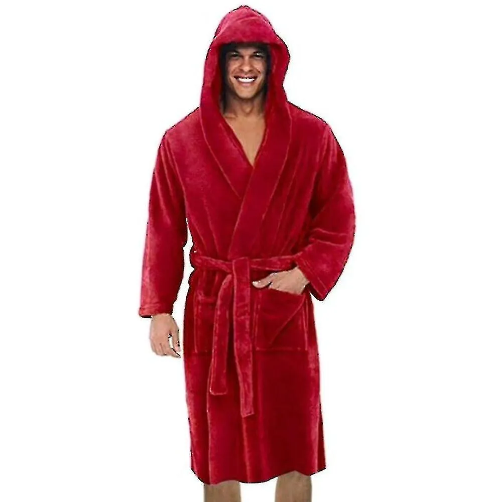 Men Hooded Bath Night Robe