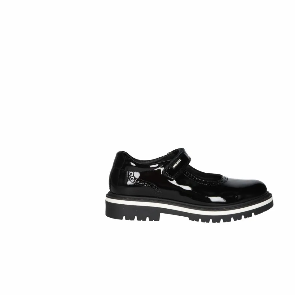 Mercedes Velcro Charol Negro Piso Filo Blanco