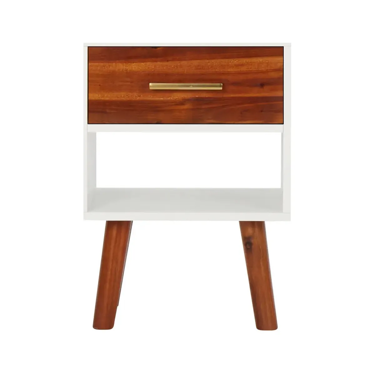 Mesita de noche de madera maciza de acacia 40x30x57 cm