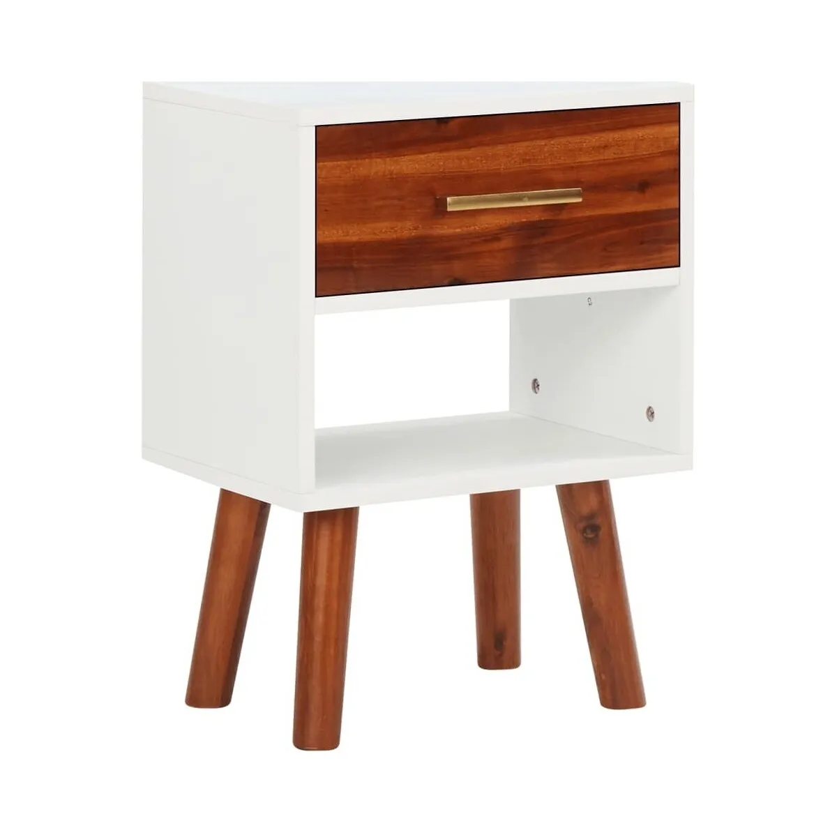 Mesita de noche de madera maciza de acacia 40x30x57 cm