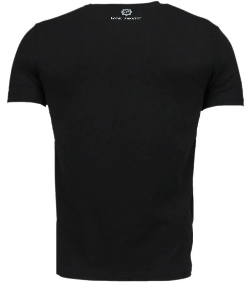 MUHAMMAD ALI  DIGITAL RHINESTONE CAMISETAS PERSONALIZADAS  NEGRO