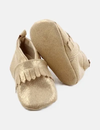 NoName Zapato dorado flecos