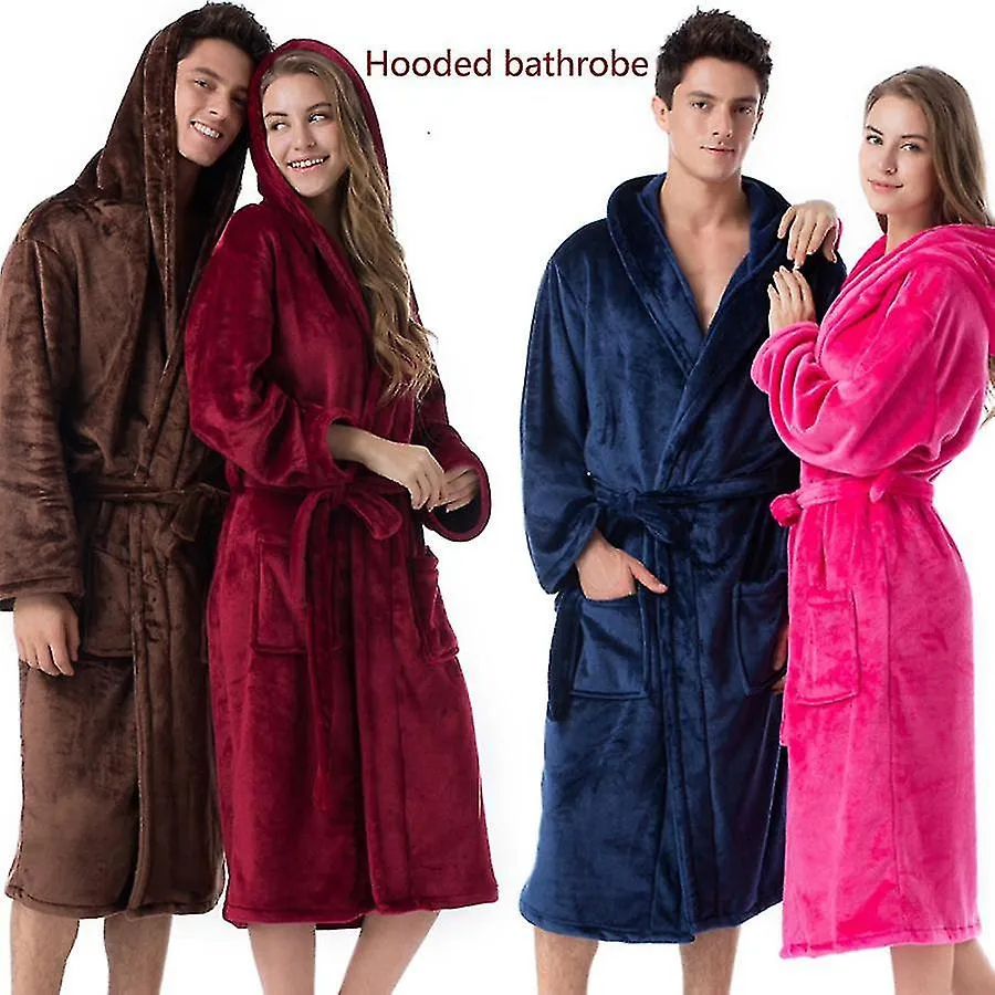 NUMB BATHROBES FOR WOMEN,RESORT HOTEL HOME SPA TERRY ROBE FLEECE ROBE PLUSH LONG HOODED BATHROBEYUJIA