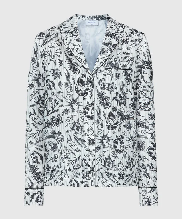 OFFWHITE WHITE BLOUSE IN SECOND SKIN PRINT