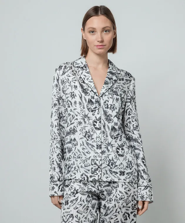 OFFWHITE WHITE BLOUSE IN SECOND SKIN PRINT