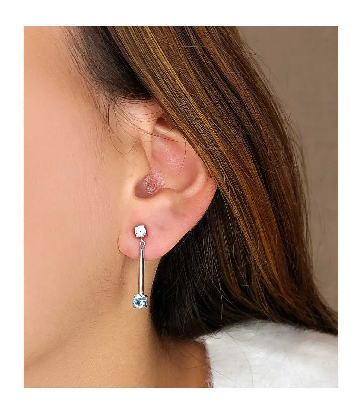 Pendientes Novia Lucero Oro 18K  Topacio Azul
