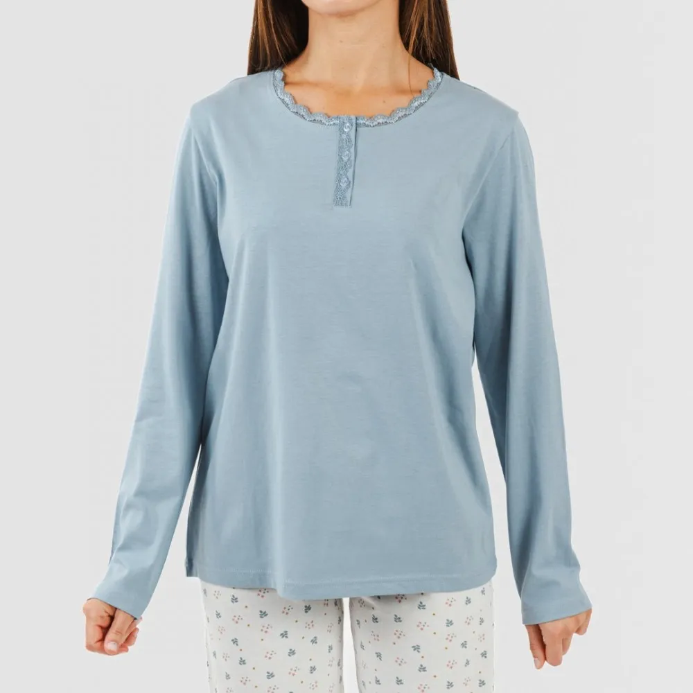 Pijama largo algodón Ines indigo