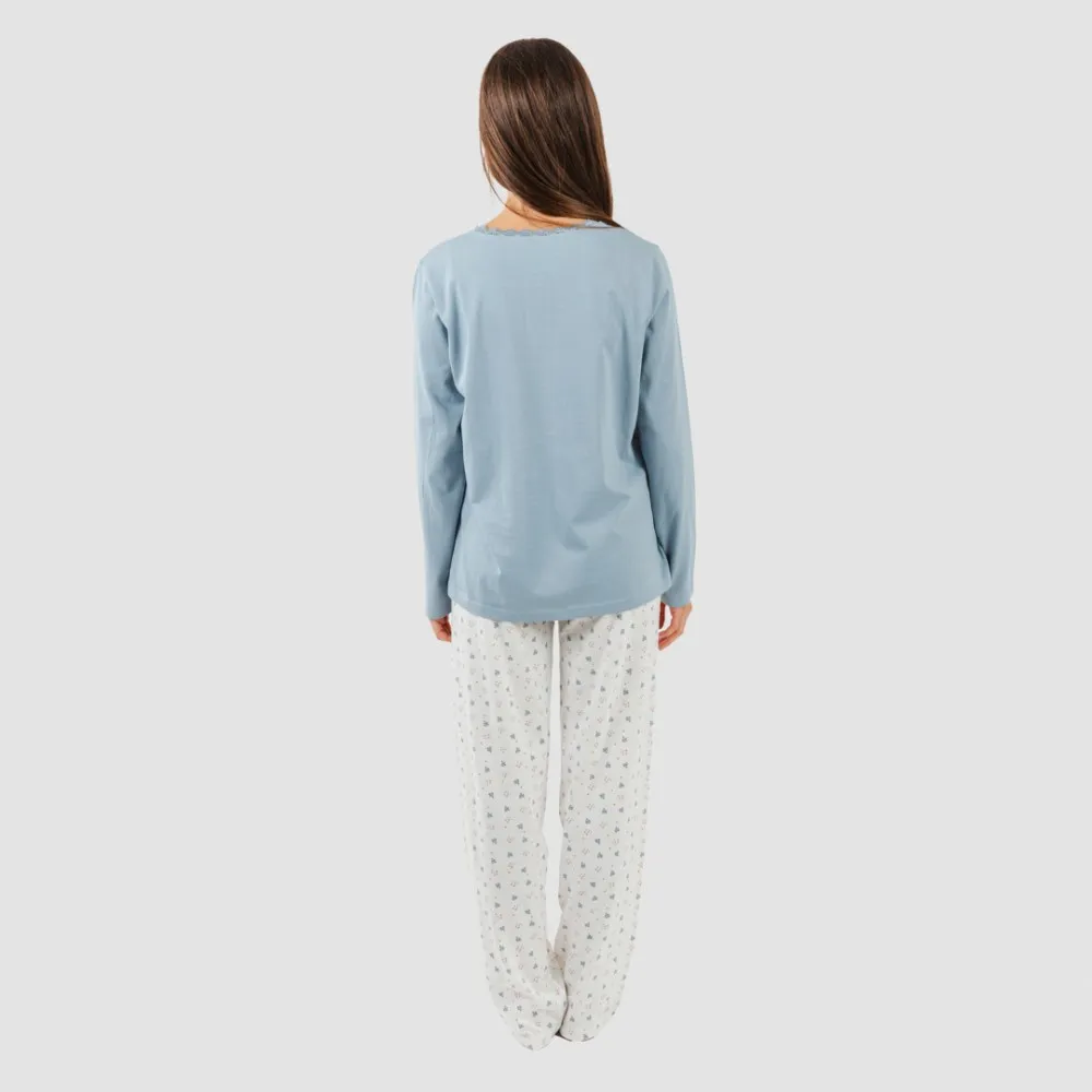 Pijama largo algodón Ines indigo