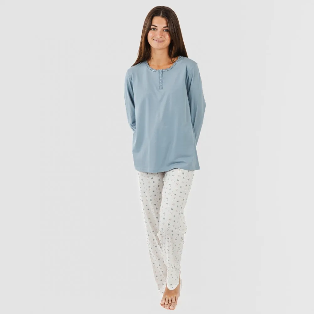 Pijama largo algodón Ines indigo