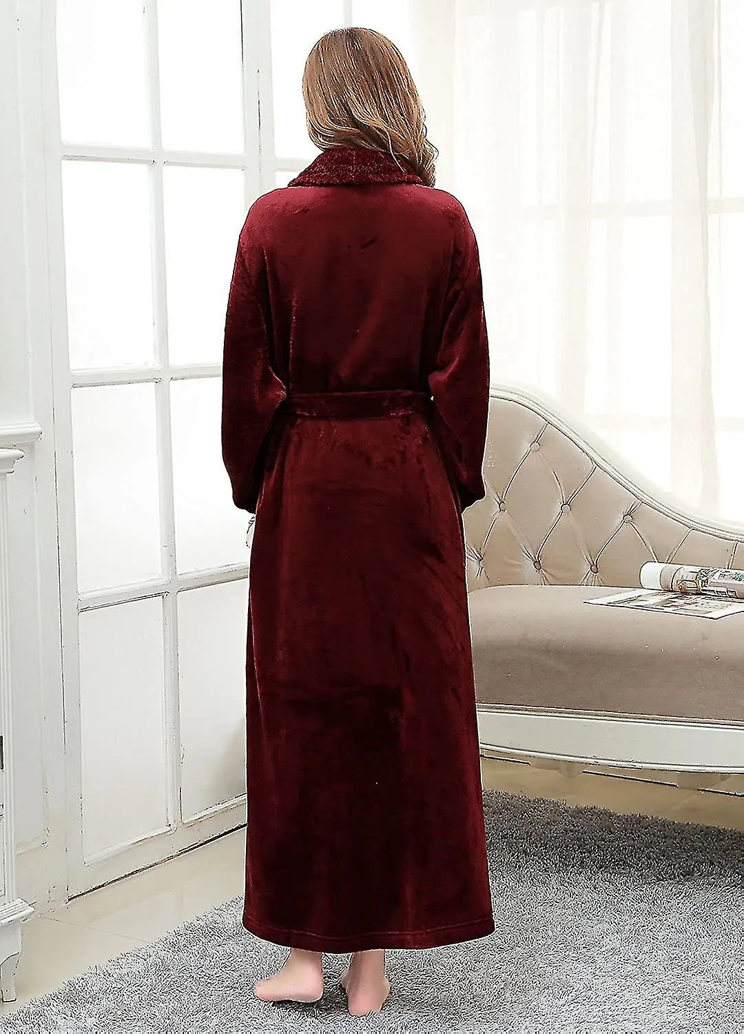 robe fleece dressing gown plush luxury bathrobe ladies shawl