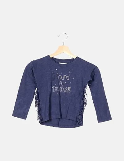 Sfera Camiseta azul detalle flecos