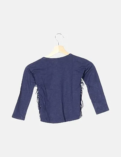 Sfera Camiseta azul detalle flecos