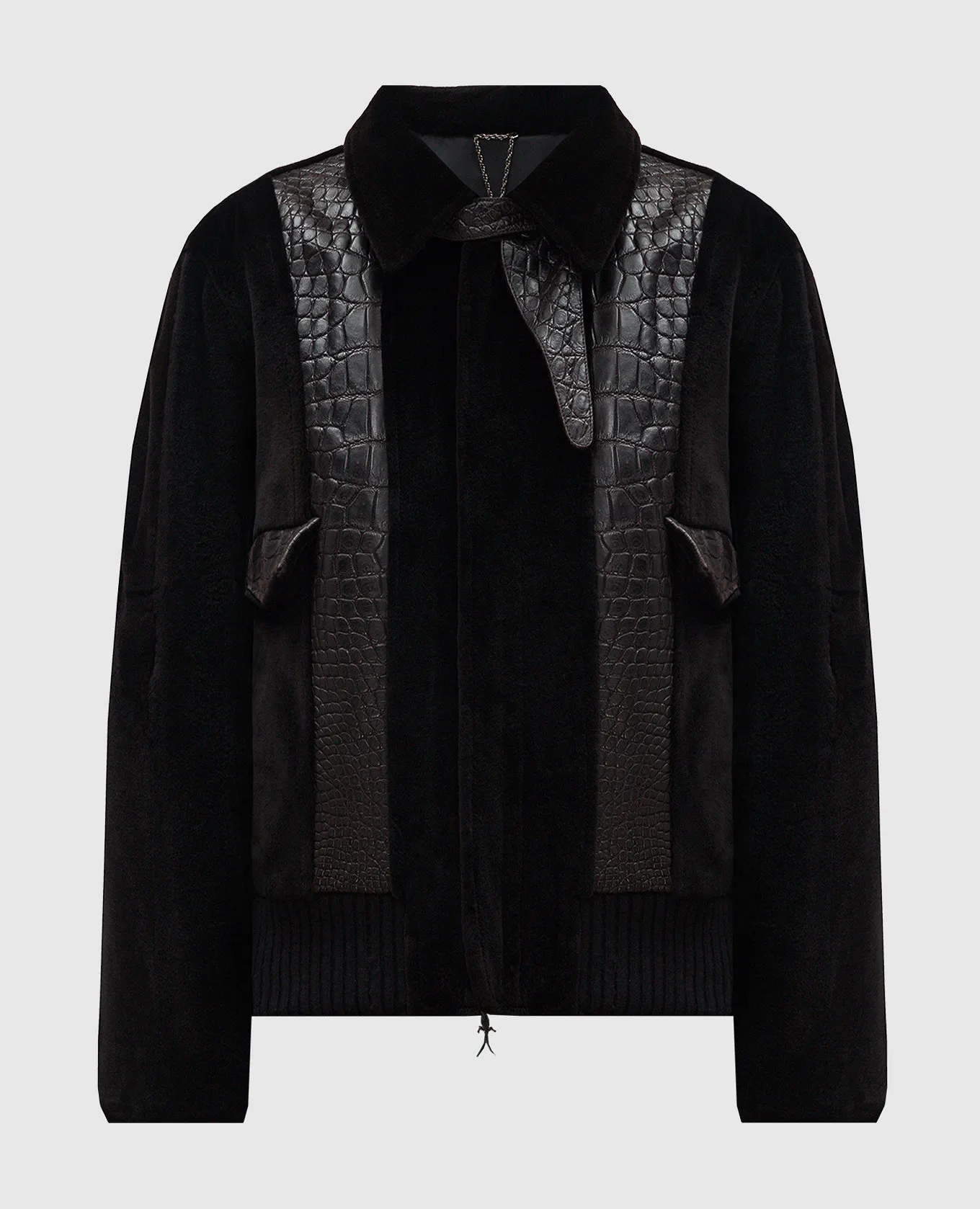 Shiro Brown combined jacket made of mink fur and crocodile skin