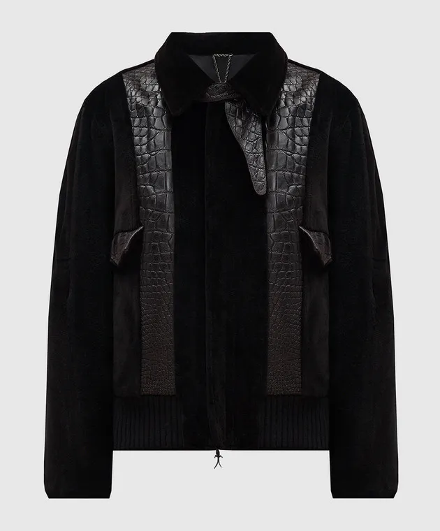 Shiro Brown combined jacket made of mink fur and crocodile skin