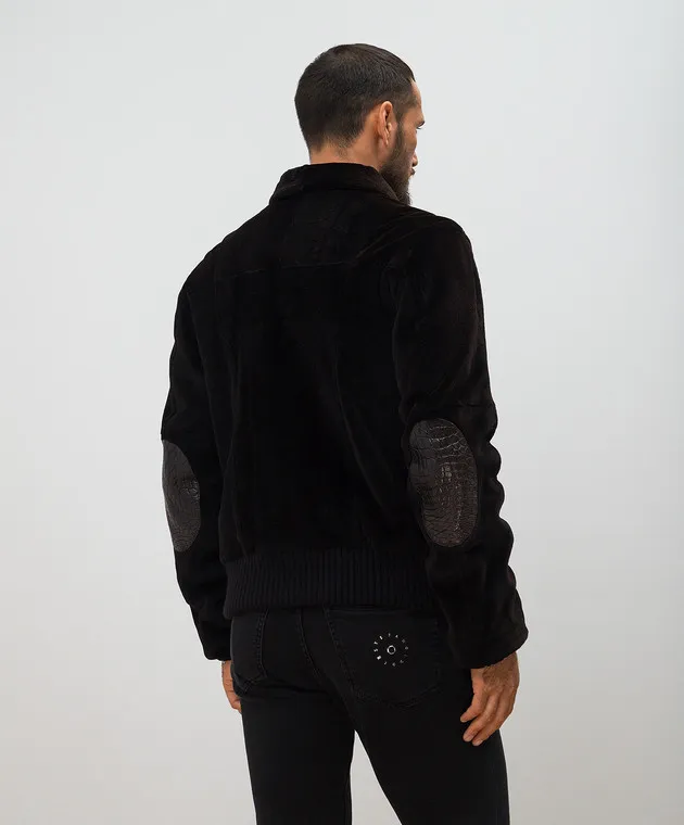 Shiro Brown combined jacket made of mink fur and crocodile skin