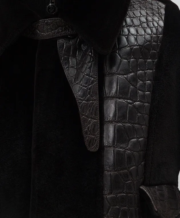 Shiro Brown combined jacket made of mink fur and crocodile skin