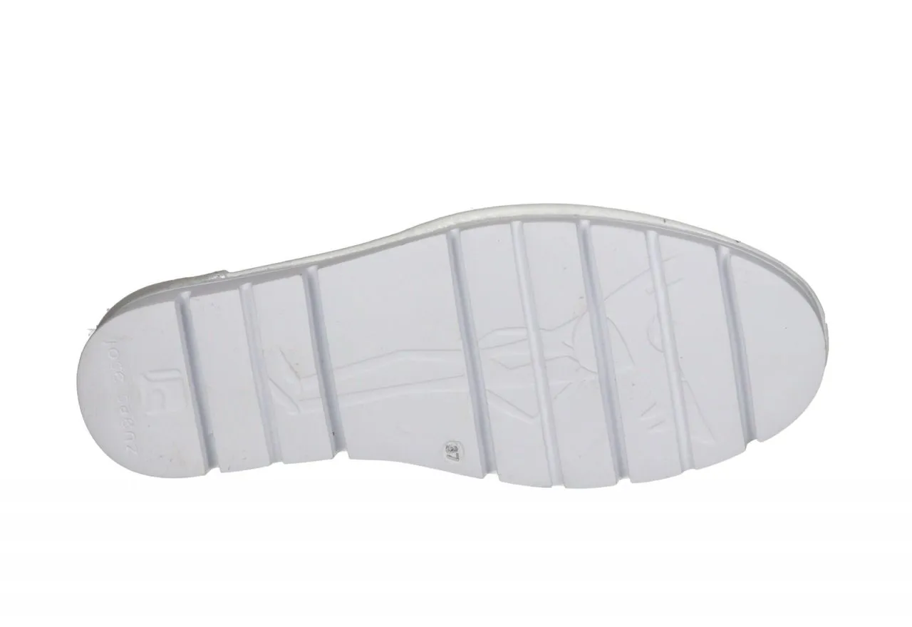Sneaker Charol Plata Calados Floral Piso Blanco