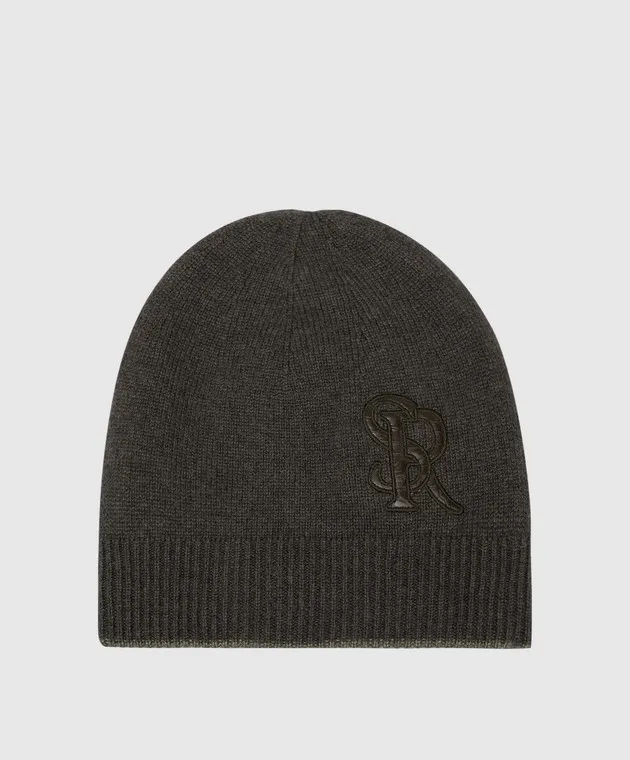 Stefano Ricci Green cashmere cap with crocodile skin