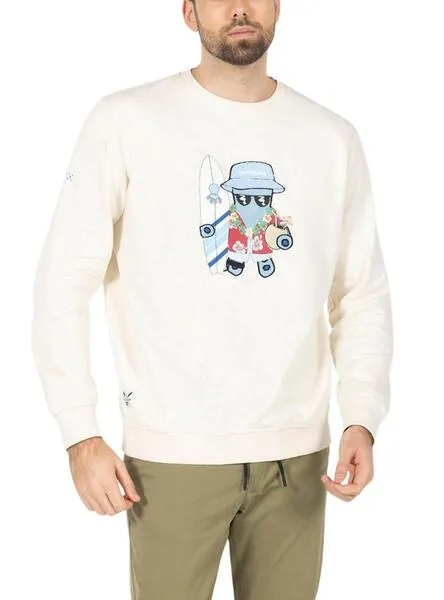 Sudadera El Pulpo Hawaiano beige para hombre