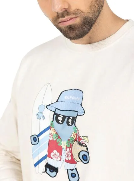 Sudadera El Pulpo Hawaiano beige para hombre
