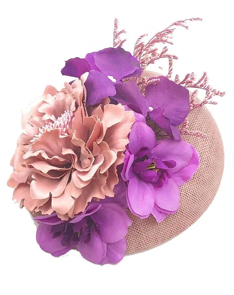 TOCADOS BODA PEQUEÑOS CON FLORES ROSAS Y MORADAS