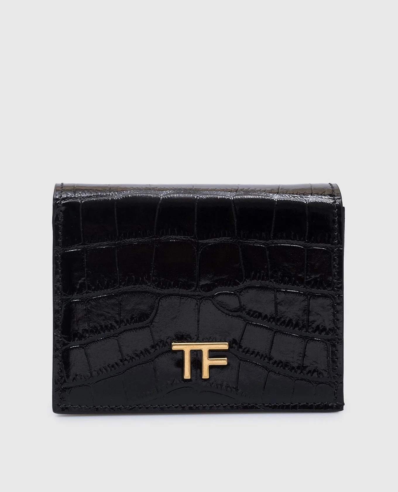 Tom Ford Black leather purse with embossed crocodile skin