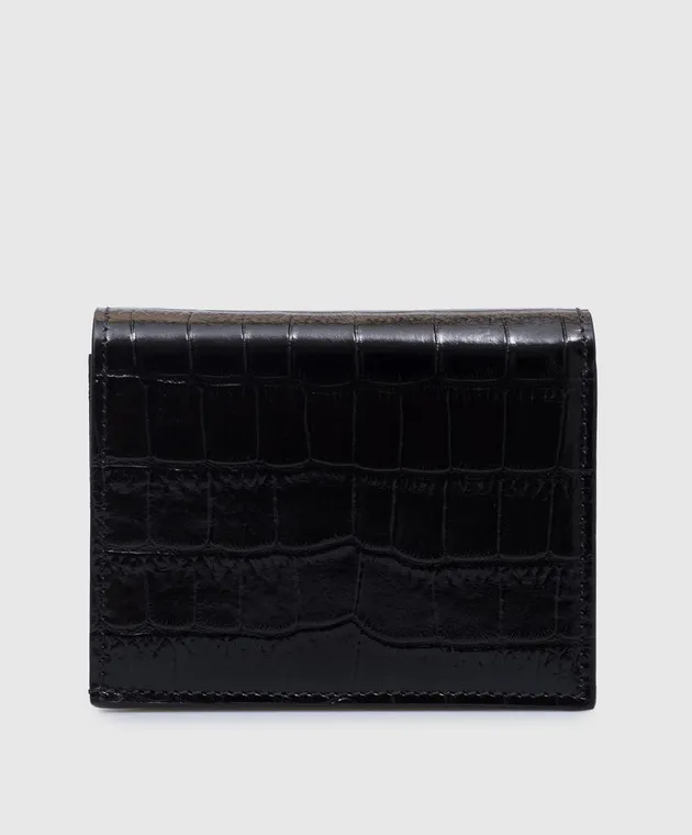 Tom Ford Black leather purse with embossed crocodile skin