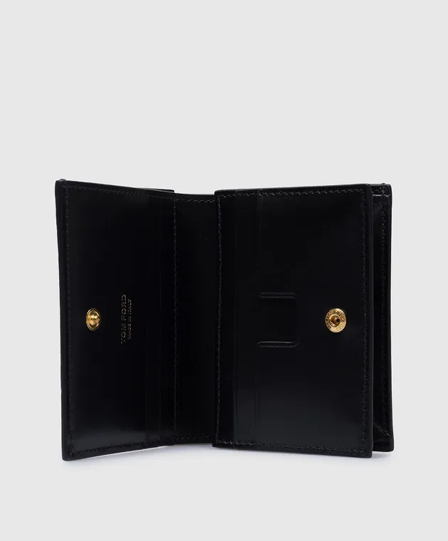 Tom Ford Black leather purse with embossed crocodile skin