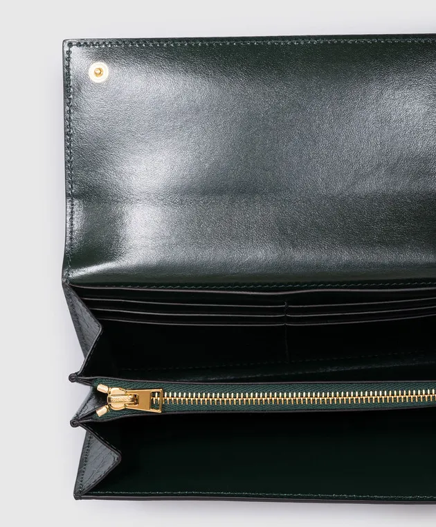 Tom Ford Green leather wallet WHITNEY CONTINENTAL with embossed crocodile skin