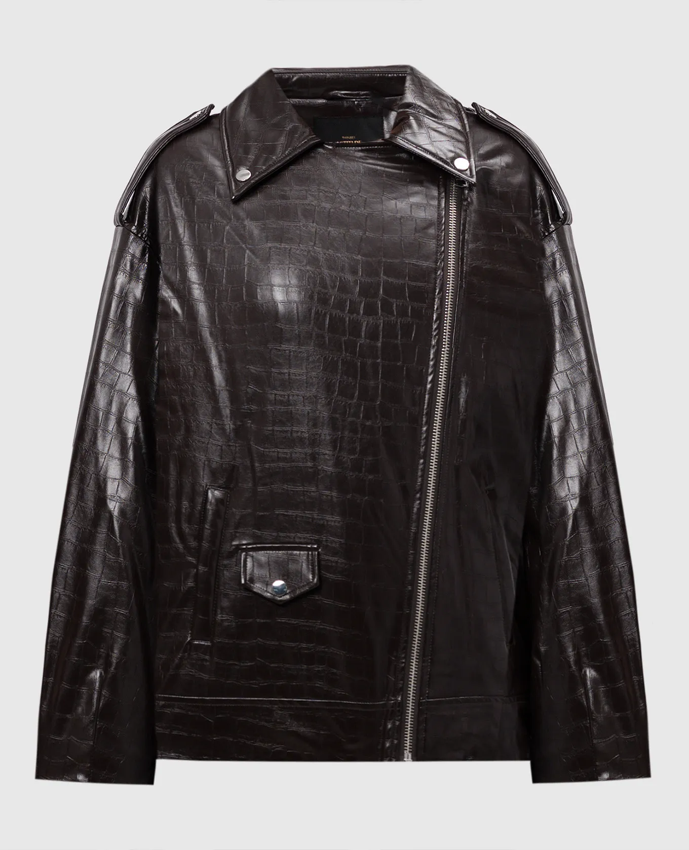 Twinset Actitude Brown jacket in the style of a cowhide with embossing under the skin of a crocodile