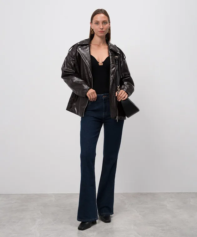Twinset Actitude Brown jacket in the style of a cowhide with embossing under the skin of a crocodile