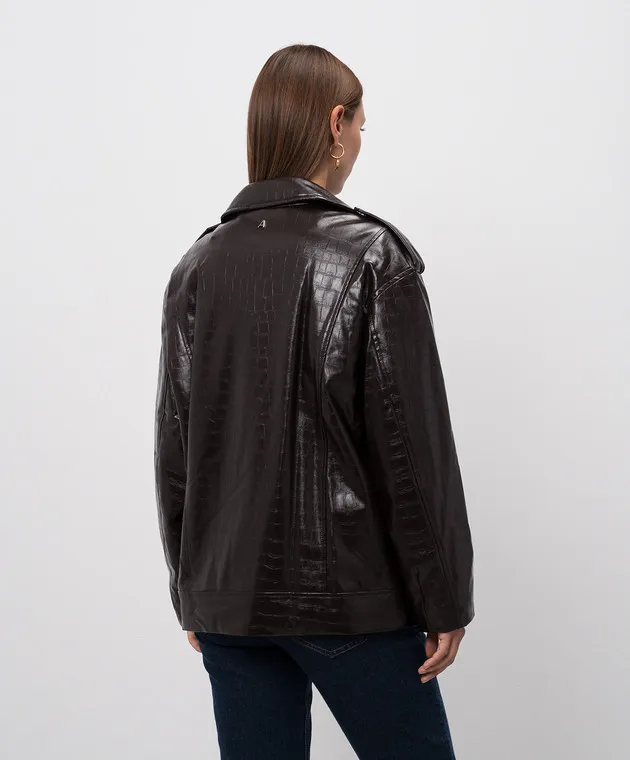 Twinset Actitude Brown jacket in the style of a cowhide with embossing under the skin of a crocodile