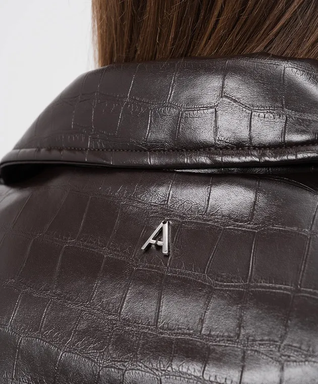 Twinset Actitude Brown jacket in the style of a cowhide with embossing under the skin of a crocodile