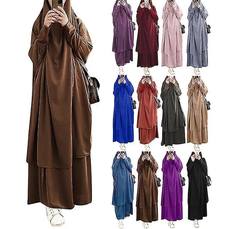 Uae Saudi Solid Robe Dress Hooded Suit Ethnic Wear