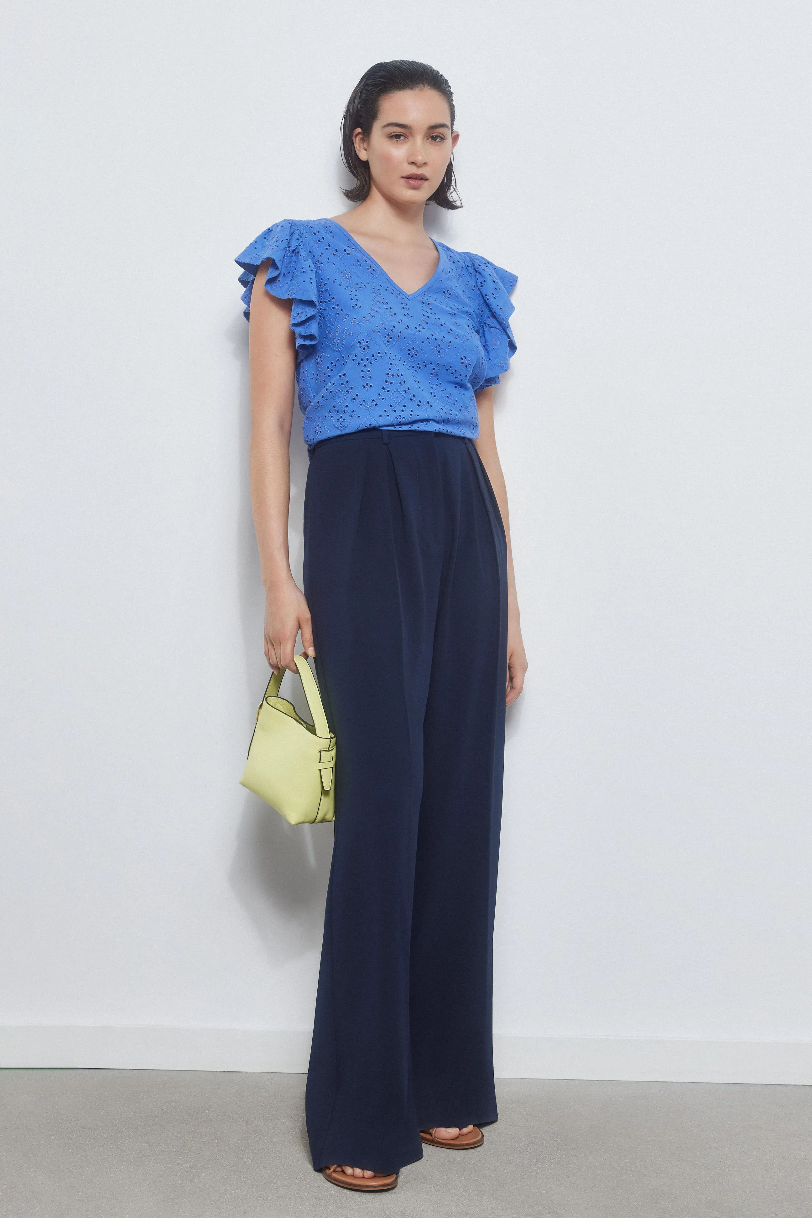 VNECK TSHIRT WITH RUFFLE