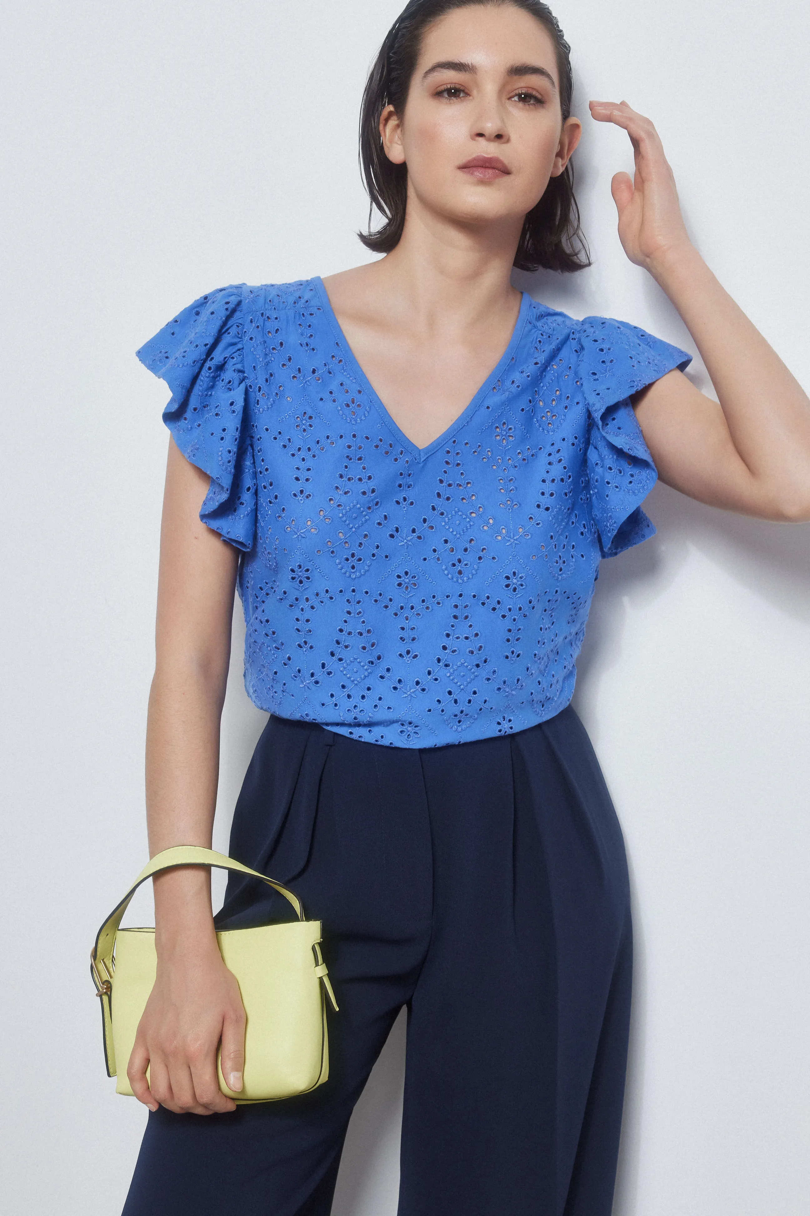 VNECK TSHIRT WITH RUFFLE