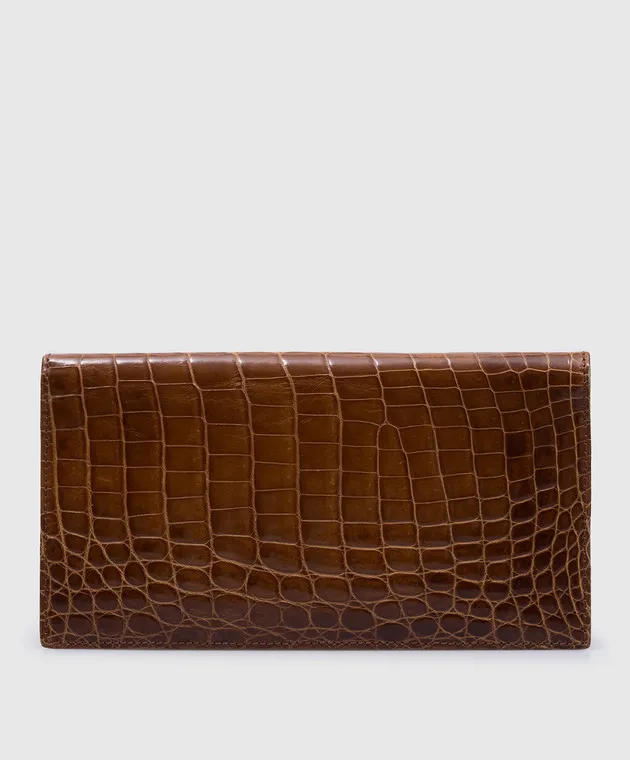 Vaccari Brown purse made of crocodile skin
