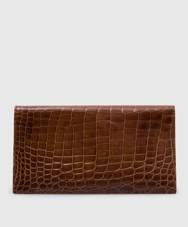 Vaccari Brown purse made of crocodile skin