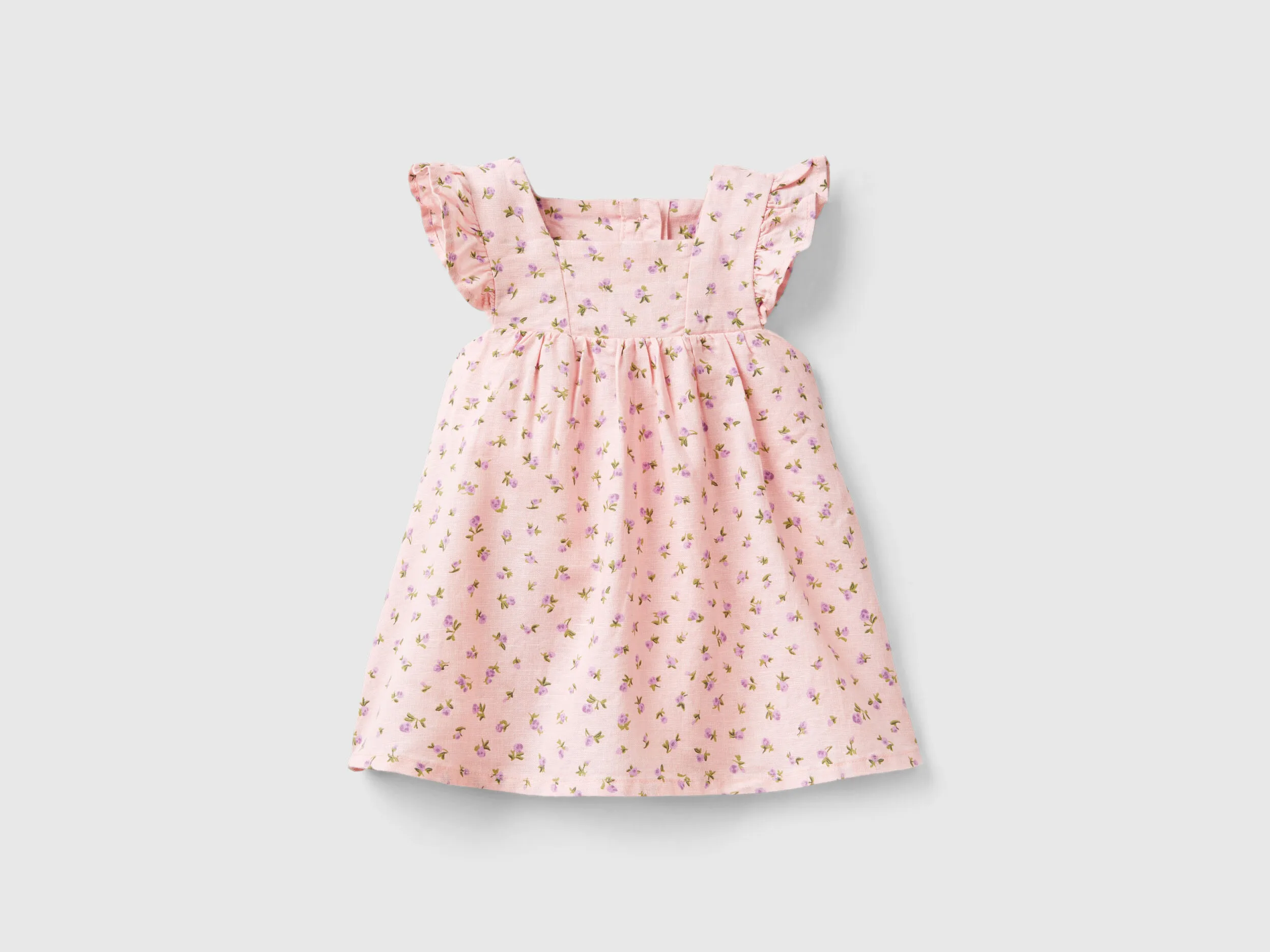 Vestido de flores de lino mixto