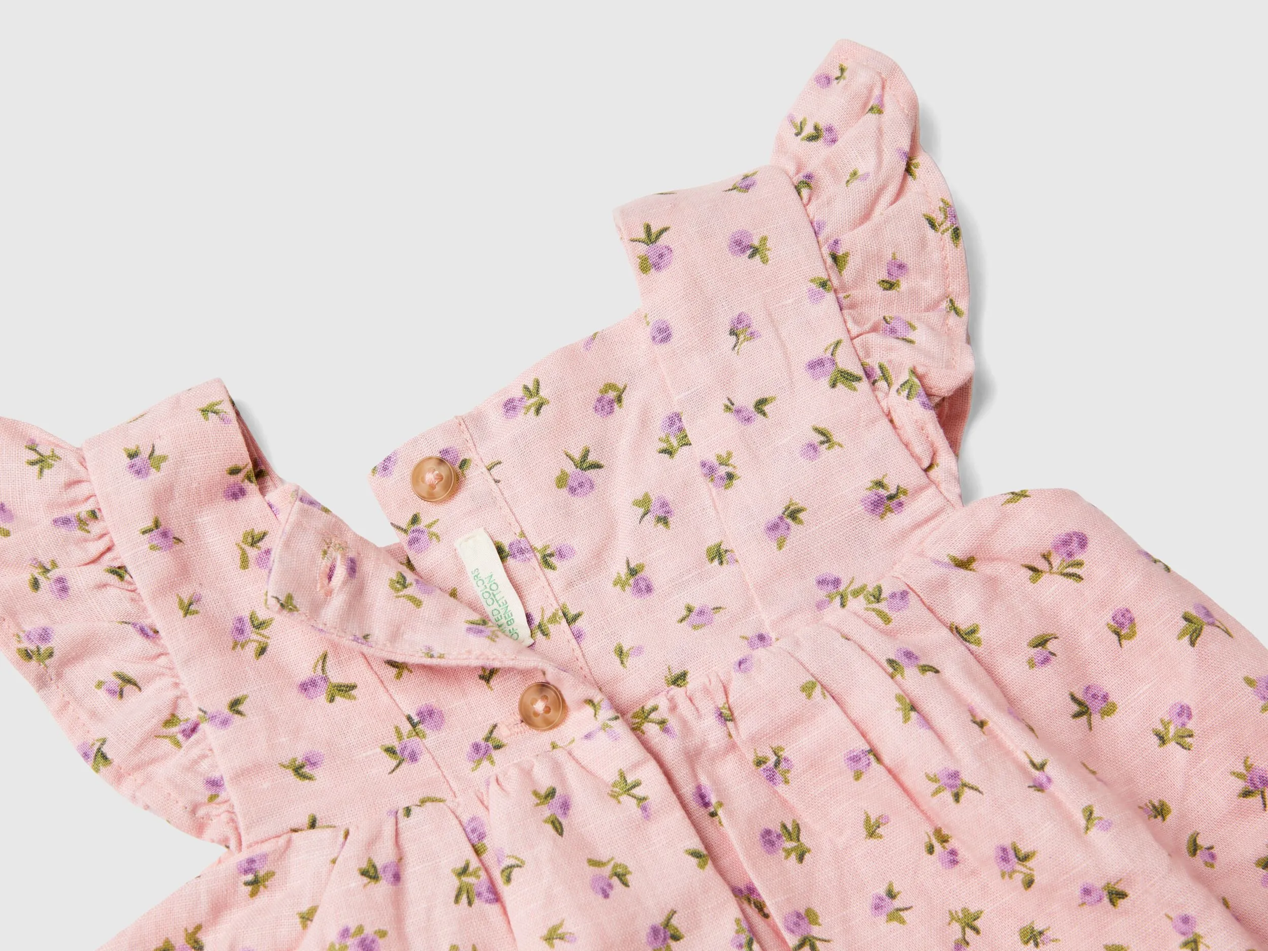 Vestido de flores de lino mixto
