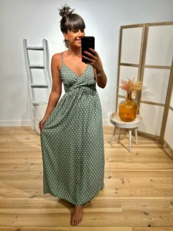 Vestido Largo Estampado ARINOE Verde