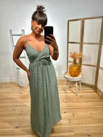 Vestido Largo Estampado ARINOE Verde