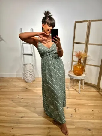 Vestido Largo Estampado ARINOE Verde